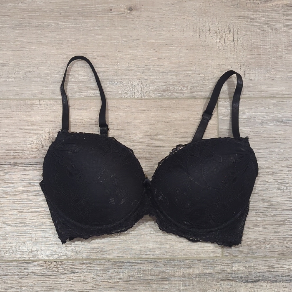 René Rofé Lingerie Lacy Black Push-Up Bra 36B